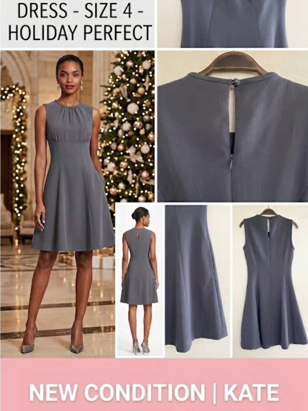 kate spade Sleeveless Fit-and-Flare Dress in Slate Gray